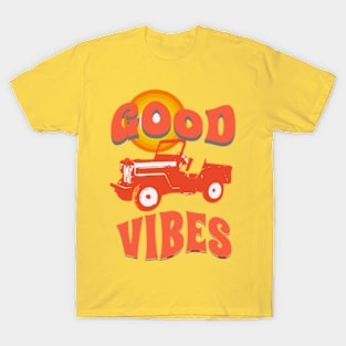 GOOD VIBES SUMMERTIME RED CAR. T-Shirt